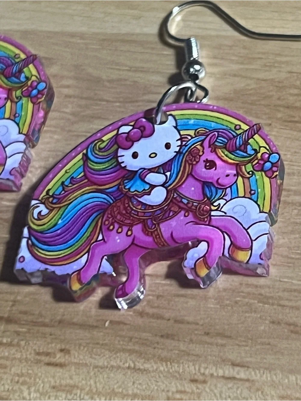 Hello Kitty Pink Unicorn Rainbow Earrings - Kids Accessories E60